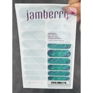 Jamberry Nail Wraps Teal Pink Ribbons Hearts 2 Full Sheets Retired HTF Rare NIP
